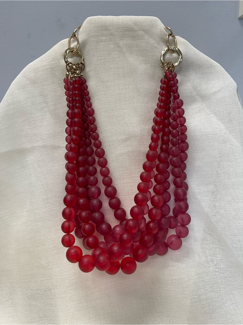Pink Frosted Bead Multi-Strand Necklace